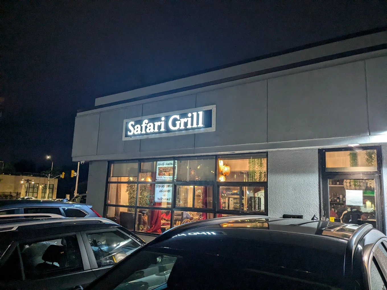 Safari Grill Ottawa storefront at night on St. Patrick St, Ottawa
